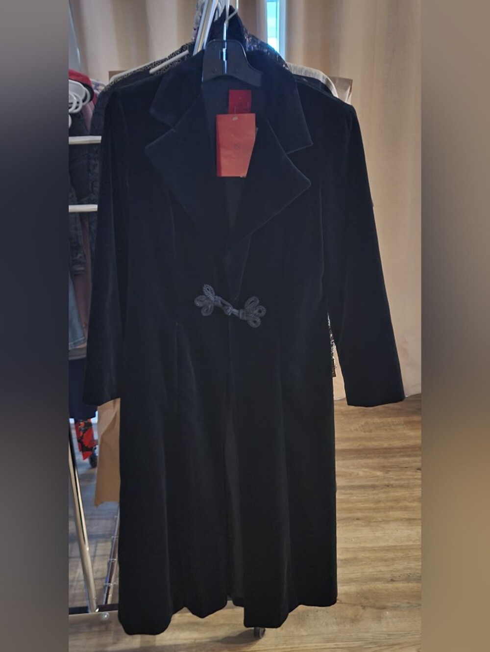 NWT JS Collections Vintage Black 100% Cotton Velvet Long Coat, Pinup Goth, Med - Picture 5 of 16